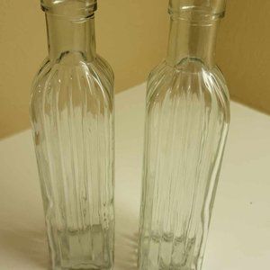 Clear Glass Decorative Bottles - Set of 2